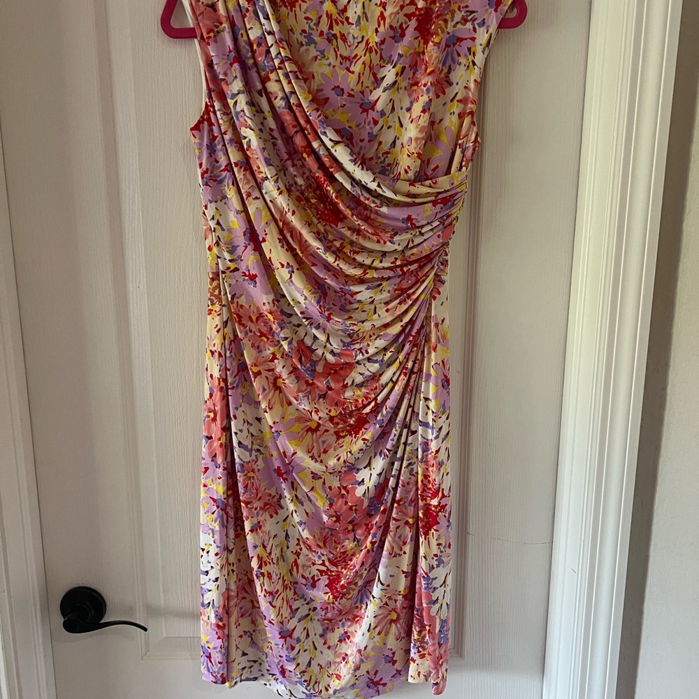 American Living Asymmetrical Floral Dress - Red and Purple